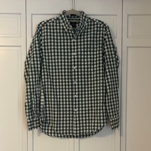 J. Crew Green and White Gingham Button-Down Shirt